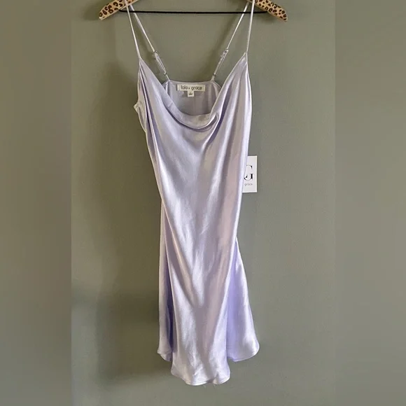 DRY GOODS | Lola Grace Lilac Silk Cami Lavender Haze Chemise Slip Dress NWT - Picture 2 of 5